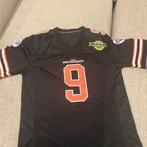 The Waterboy #9 Black Football Jersey with Orange Accents